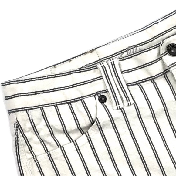 MADEWELL Cut Off Short Shorts Blue Ivory Stripe - Picture 3 of 7